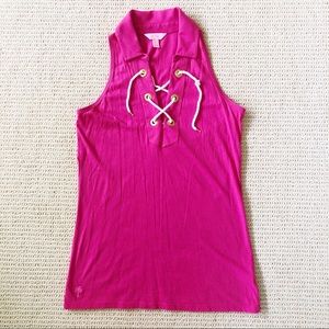 Bright pink Lilly Pulitzer tie neck Tank